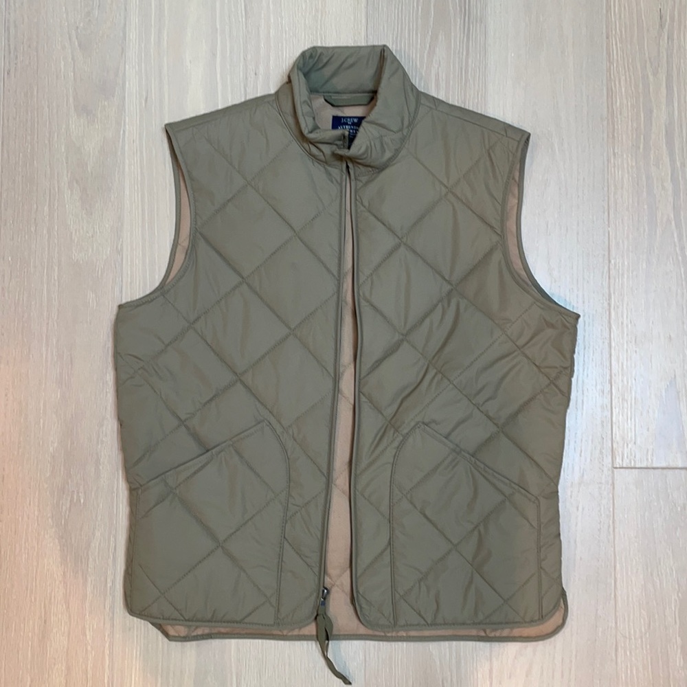 J Crew Quilted Olive Green Vest